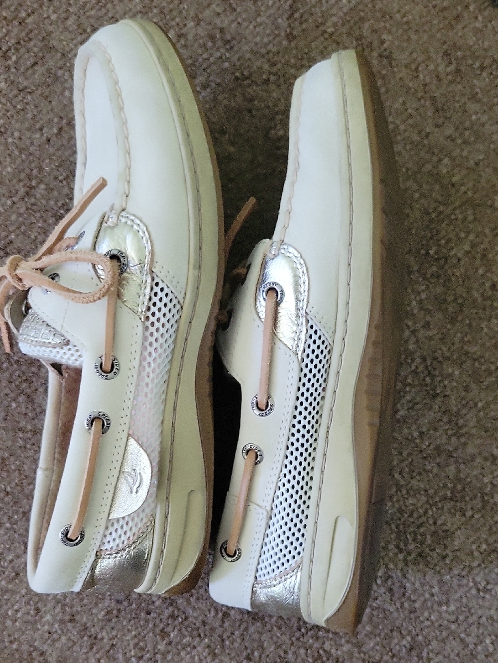 Sperry Top Sider Bluefish 2-Eye Boat Shoes Off-White/Cream Leather Size 7M - Picture 7 of 11